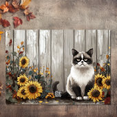 Geef Bedankt Kat en Zonnebloemen Grappige Thanksgi Feestdagen Kaart