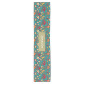 Geef Bedankt Leaves Patroon op Blauwe Thanksgiving Korte Tafelloper (Voorkant)