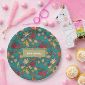 Geef Bedankt Leaves Pattern Country Thanksgiving Papieren Bordje (Feest)