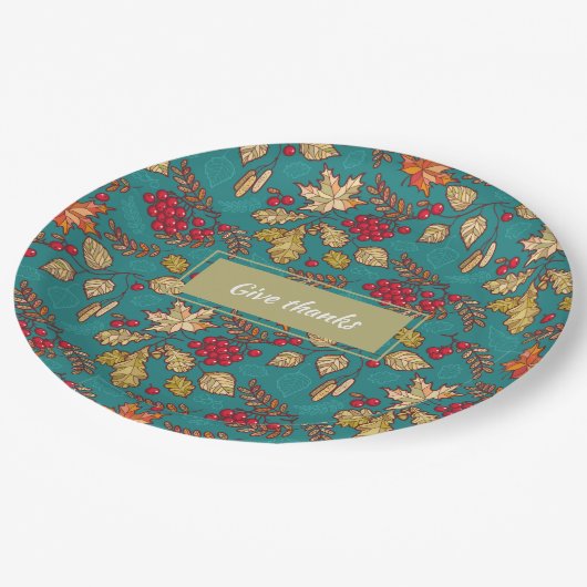 Geef Bedankt Leaves Pattern Country Thanksgiving Papieren Bordje (Gekanteld)