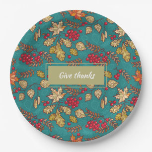 Geef Bedankt Leaves Pattern Country Thanksgiving Papieren Bordje