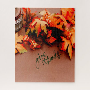 Geef Bedankt met de Thanksgiving van de Valsblad Legpuzzel