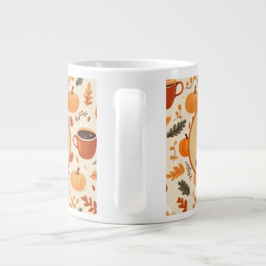 Geef Bedankt met een dankbare hartval bladeren Grote Koffiekop (Achterkant)