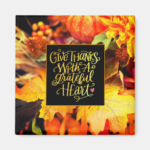 Geef Bedankt met een Grateful Heart Herfst Flowers Magneet