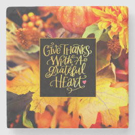 Geef Bedankt met een Grateful Heart Herfst Flowers Stenen Onderzetter