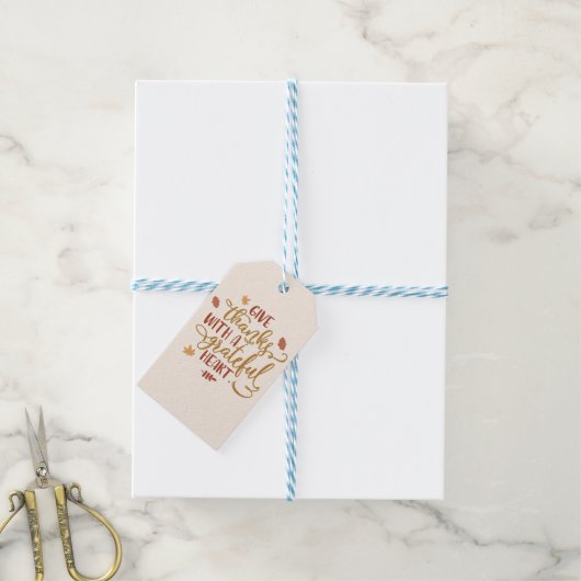 Geef Bedankt met een Grateful Heart Typografie Cadeaulabel (Met Touw)