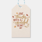 Geef Bedankt met een Grateful Heart Typografie Cadeaulabel (Voorkant)