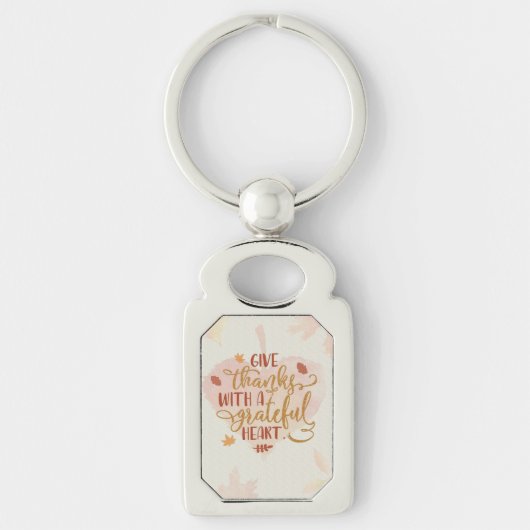 Geef Bedankt met een Grateful Heart Typografie Sleutelhanger (Voorkant)