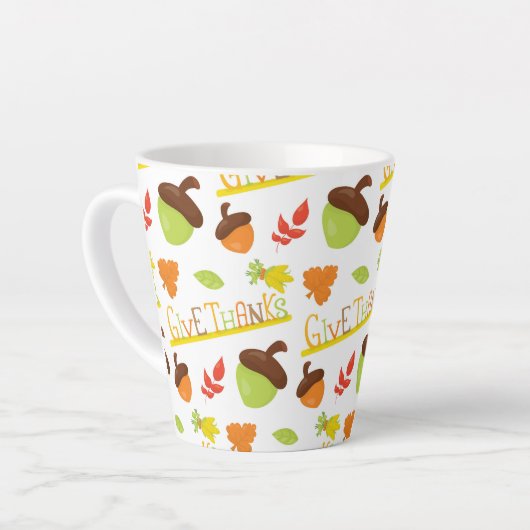 GEEF BEDANKT MET GROENE & ORANJE EIKELS LATTE MOK (Linkerhoek)