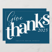 Geef Bedankt Modern Blue Business Holiday Kaart (Voorkant / Achterkant)