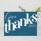 Geef Bedankt Modern Blue Business Holiday Kaart (Staand voorkant)