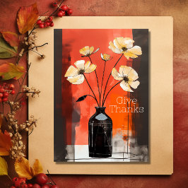 Geef Bedankt | Modern Flower and Vase Thanksgiving Feestdagen Kaart