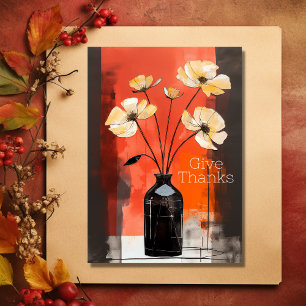 Geef Bedankt   Modern Flower and Vase Thanksgiving Feestdagen Kaart