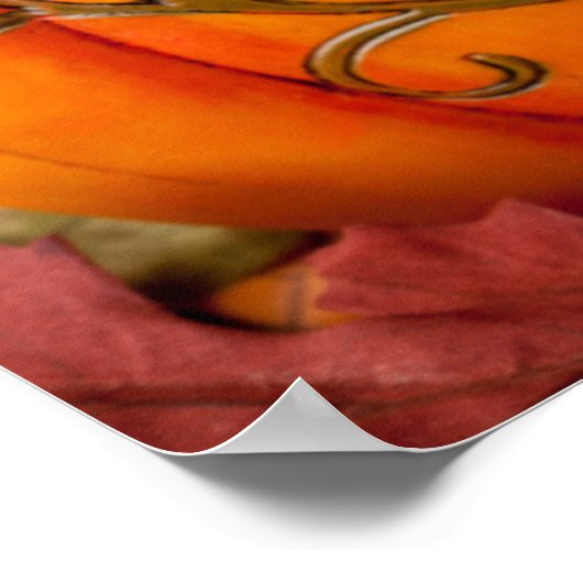 Geef Bedankt mooie Thanksgiving pompoen Poster (Hoek)