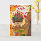 Geef Bedankt - Native American Boy & Tipi Kaart (Gele Bloem)