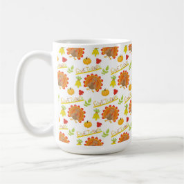 GEEF BEDANKT ORANJE KALKOENEN POMPOENEN BLADEREN KOFFIEMOK