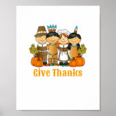 Geef Bedankt Pelgrim Indiase pompoen Thanksgiving Poster (Voorkant)