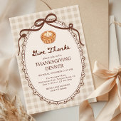 Geef Bedankt Pie Gingham Herfst Thanksgiving Diner Kaart