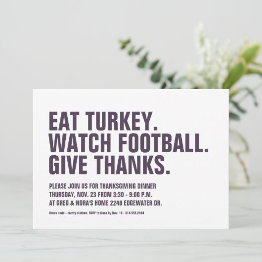 Geef bedankt plezier eenvoudige moderne pruim Than Kaart (Staand voorkant)