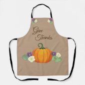 Geef Bedankt Pompoen & Bloemen All-Over Print Scho Schort (Voorkant)