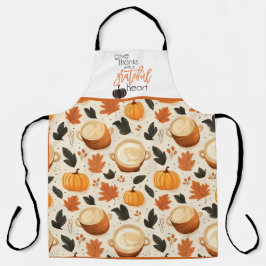Geef Bedankt pompoen en herfstbladeren Schort