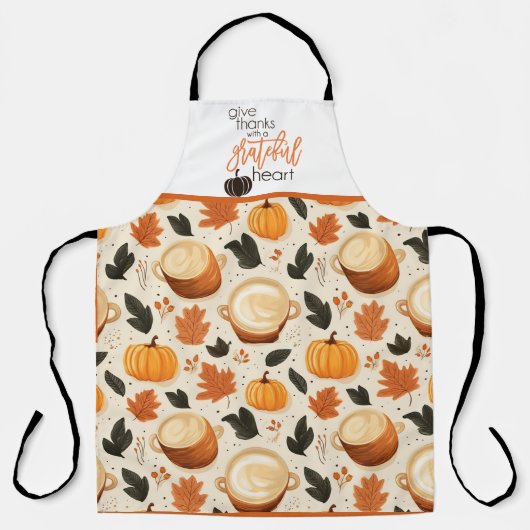 Geef Bedankt pompoen en herfstbladeren Schort (Voorkant)