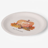 Geef Bedankt Pompoen Herfstbladeren Blush Pink Papieren Bordje (Gekanteld)
