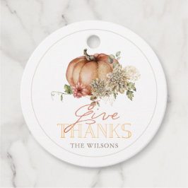Geef Bedankt Pumpkin & White Dahlia Thanksgiving Bedankjes Labels