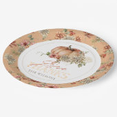 Geef Bedankt Pumpkin & White Dahlia Thanksgiving Papieren Bordje (Gekanteld)