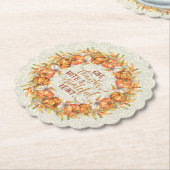 Geef Bedankt Pumpkin Wreath Kartonnen Onderzetters (Gekanteld)