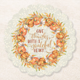 Geef Bedankt Pumpkin Wreath Kartonnen Onderzetters