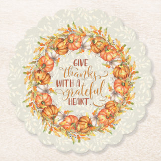 Geef Bedankt Pumpkin Wreath Kartonnen Onderzetters
