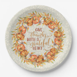 Geef Bedankt Pumpkin Wreath Papieren Bordje