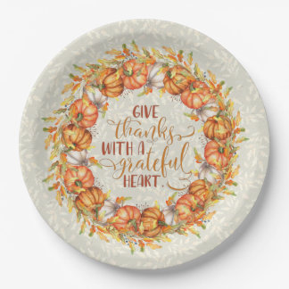 Geef Bedankt Pumpkin Wreath Papieren Bordje