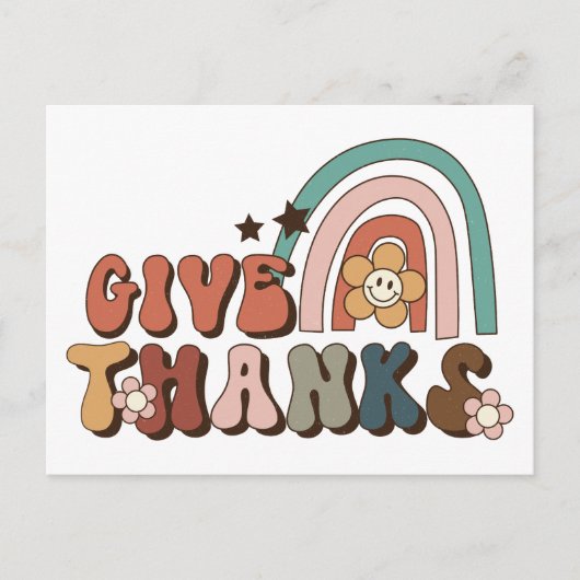 Geef Bedankt Retro Rainbow-Thanksgiving Briefkaart (Voorkant)