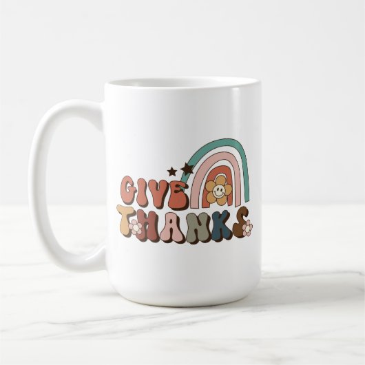 Geef Bedankt Retro Rainbow-Thanksgiving Koffiemok (Links)