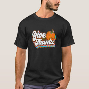 Geef Bedankt Retro Thanksgiving Vibes Pumpk T-shirt