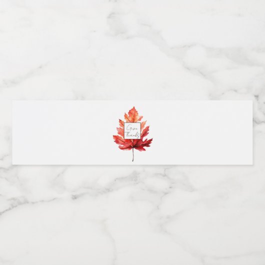 Geef Bedankt Rode Herfst Leaf Thanksgiving Waterfles Etiket (Enkel label)