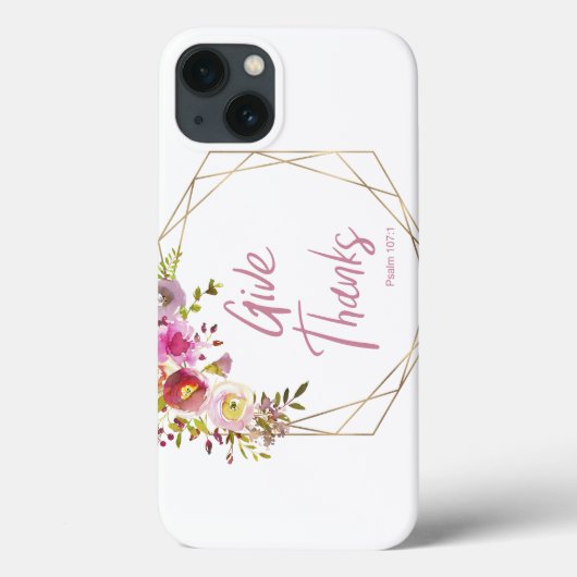 Geef Bedankt Roze Bloemen Waterverf Case-Mate iPhone Case (Achterkant)