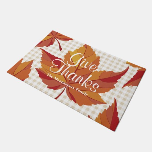 Geef Bedankt Rustic Elegant Fall Leaves & Pset Deurmat (Schuin)