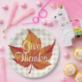 Geef Bedankt Rustieke Herfst Sinaasappel Leaf & Pl Papieren Bordje (Feest)