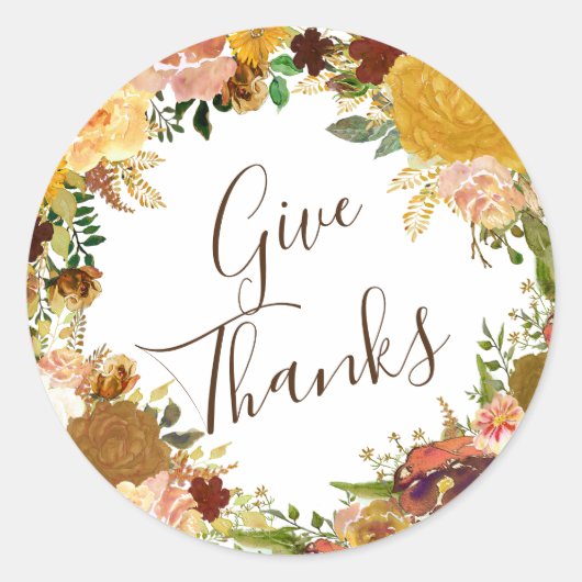 Geef Bedankt rustieke herfstkrans Thanksgiving Ronde Sticker (Voorkant)