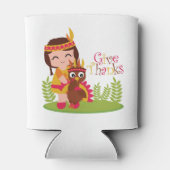 Geef Bedankt Schattig Tribal Meisje Thanksgiving T Blikjeskoeler (Achterkant)