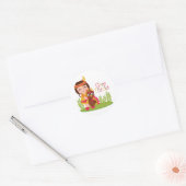 Geef Bedankt Schattig Tribal Meisje Thanksgiving T Ronde Sticker (Envelop)