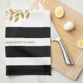 Geef Bedankt Tekst Modern Gouden Krans & Strepen Theedoek (Quarter Fold)