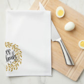 Geef Bedankt Tekst Modern Gouden Krans Theedoek (Quarter Fold)