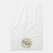 Geef Bedankt Tekst Modern Gouden Krans Theedoek (Verticaal)