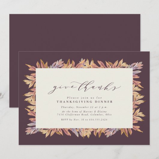 Geef bedankt Thanksgiving bladeren Kaart (Voorkant / Achterkant)