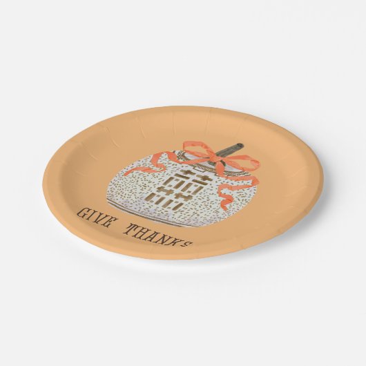 Geef Bedankt Thanksgiving Chinoiserie Pumpkin Papieren Bordje (Gekanteld)