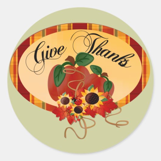 Geef Bedankt Thanksgiving Dag Ronde Sticker (Voorkant)